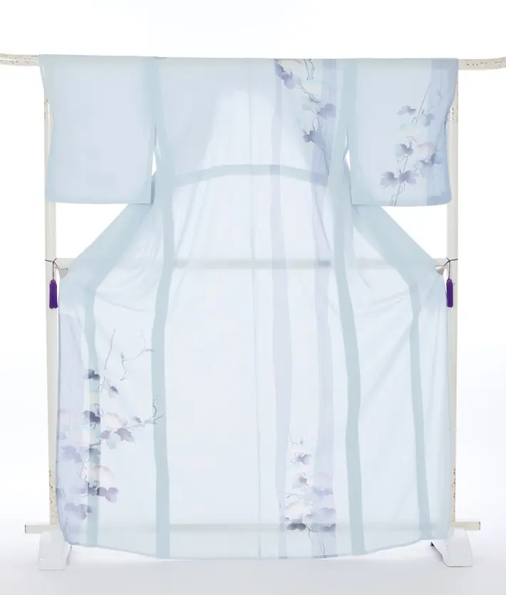 夏用訪問着レンタル 絽 百華 水色 蔦 8DT0013
