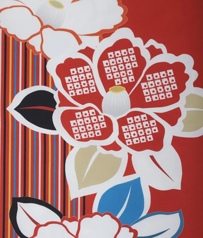 卒業袴レンタル 振袖 レトロ片身替り グレ-袴 8HGB53