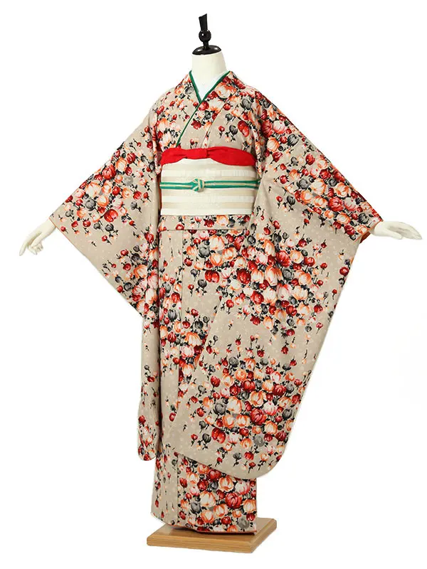 振袖0150　ベージュ　モダンアンテナ　花束