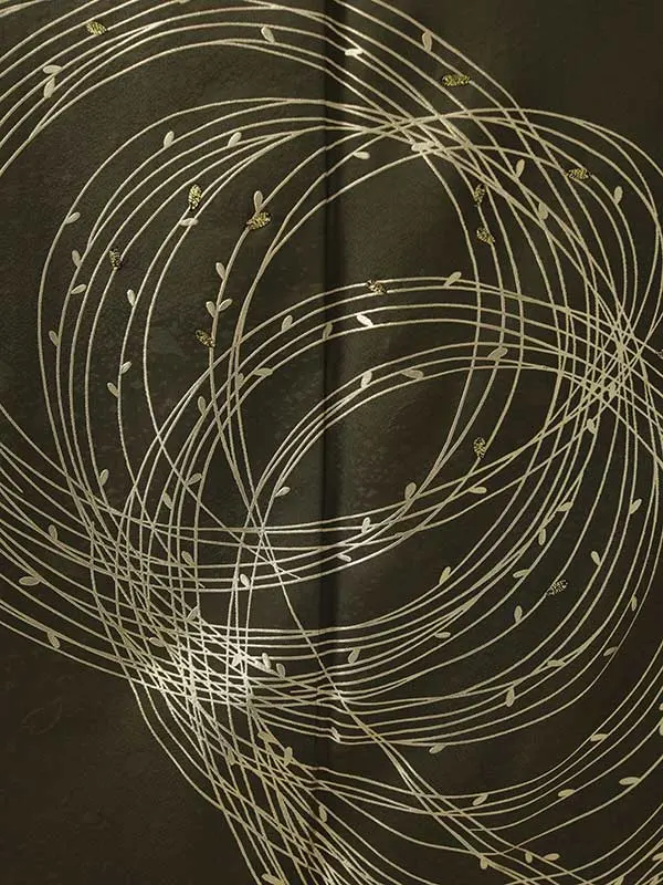 振袖0231　カーキ 金 シンプル