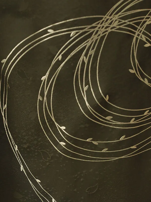 振袖0231　カーキ 金 シンプル