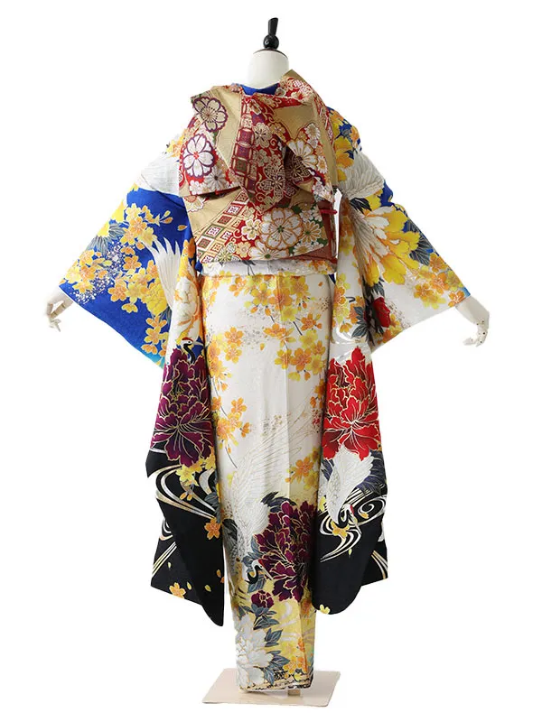 振袖0232　青 鶴　牡丹