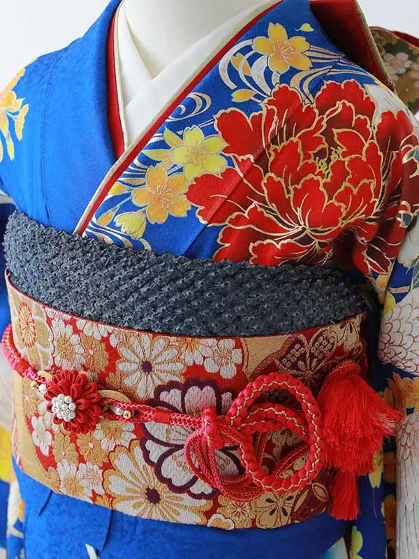 振袖0232　青 鶴　牡丹