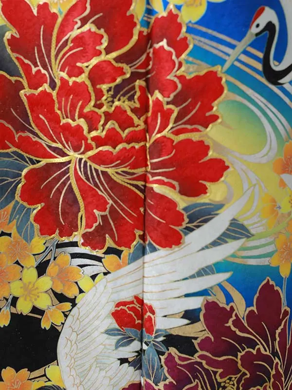 振袖0232　青 鶴　牡丹