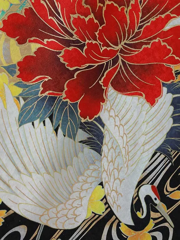 振袖0232　青 鶴　牡丹