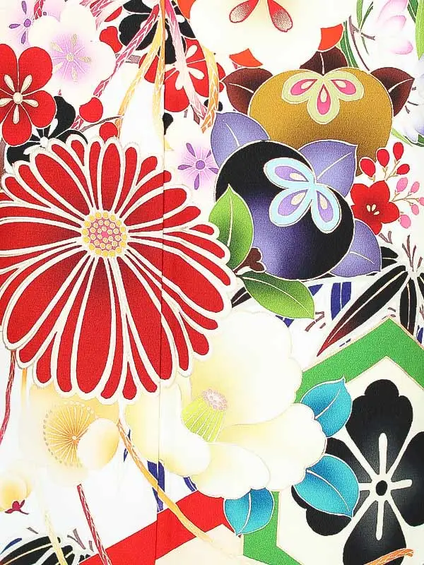 振袖0236　アイボリー 梅 橘 紅一点