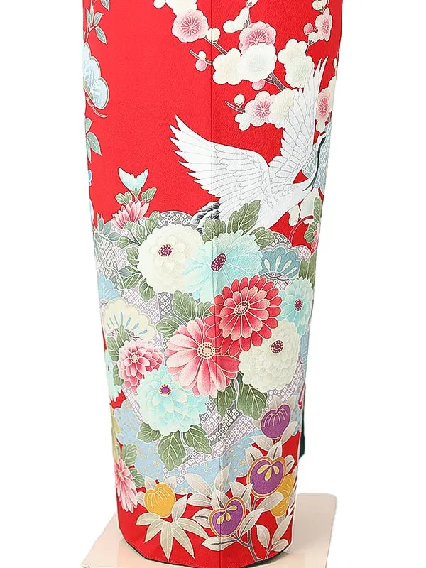 振袖0237　赤 牡丹 鶴