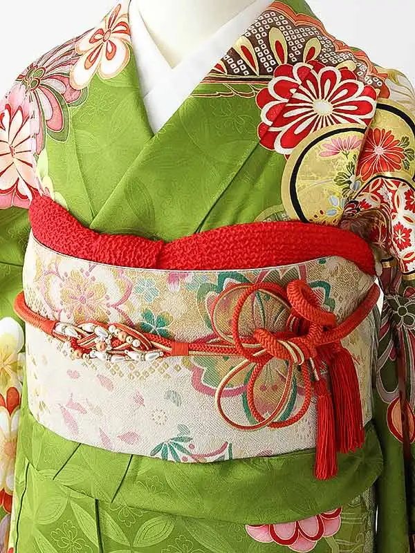 振袖0248 黄緑 菊 松