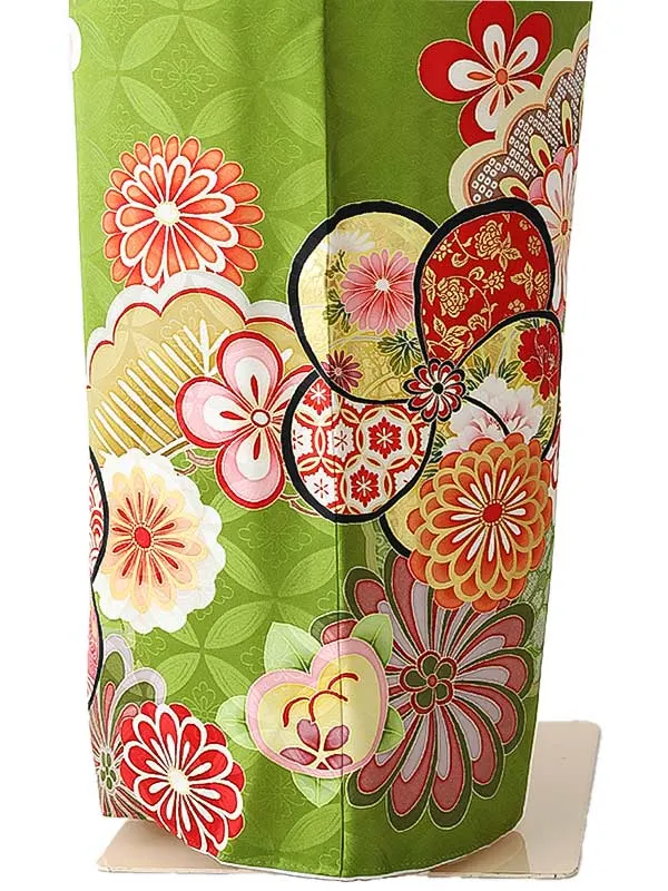 振袖0248 黄緑 菊 松