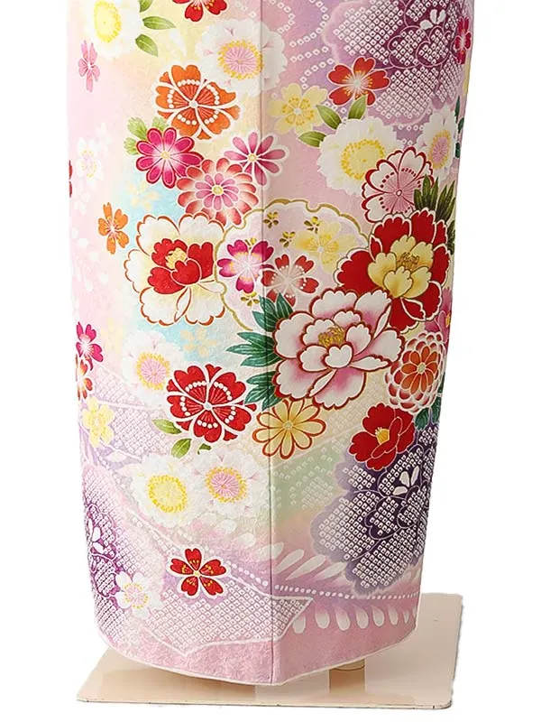 振袖0252 ピンク 桜 藤 花模様