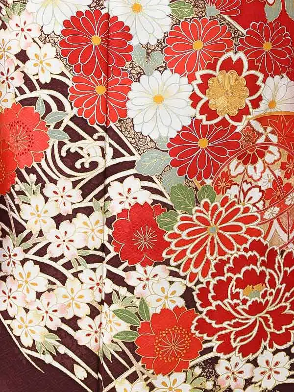 振袖0256 赤 花模様 鞠