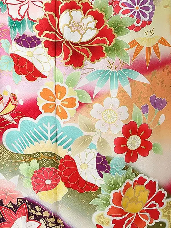 振袖0257 赤 牡丹 松