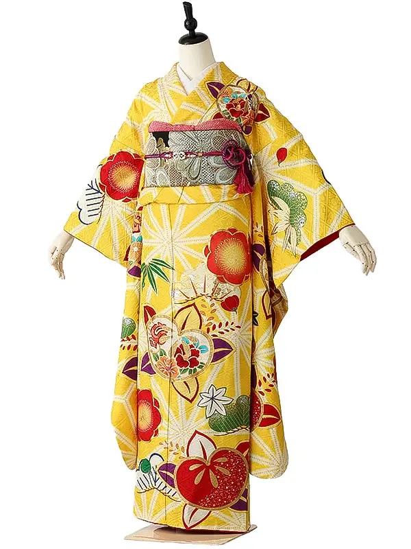 振袖0259 黄 橘 松 梅