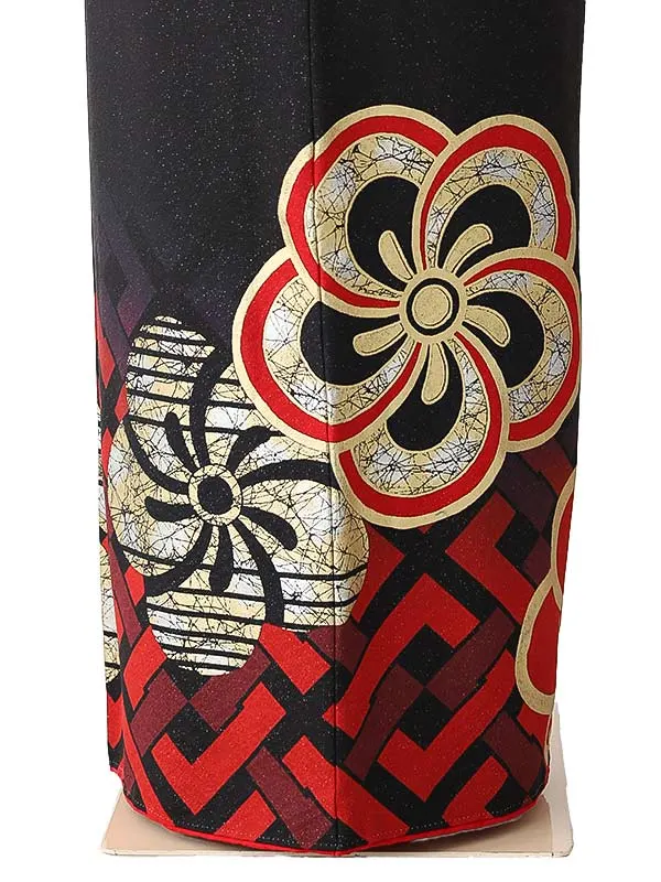 振袖0261 黒 赤 大輪菊