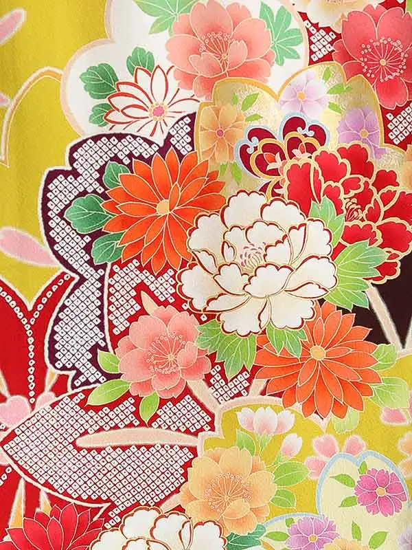 振袖0262 黄 桜 牡丹