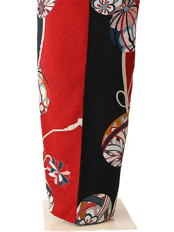 振袖0267 赤 黒 鞠 レトロ
