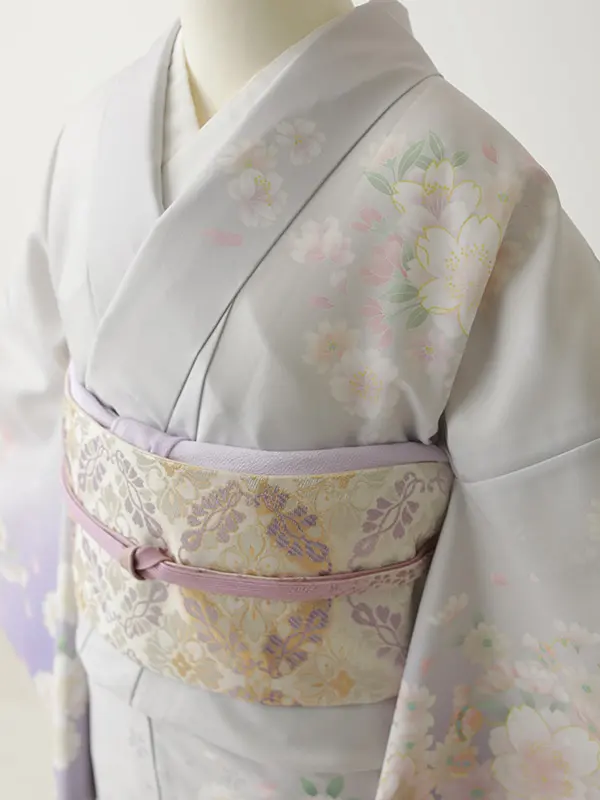 訪問着0074  グレー  薄紫  桜