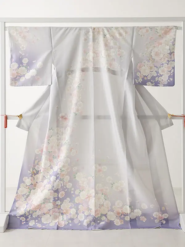 訪問着0074  グレー  薄紫  桜