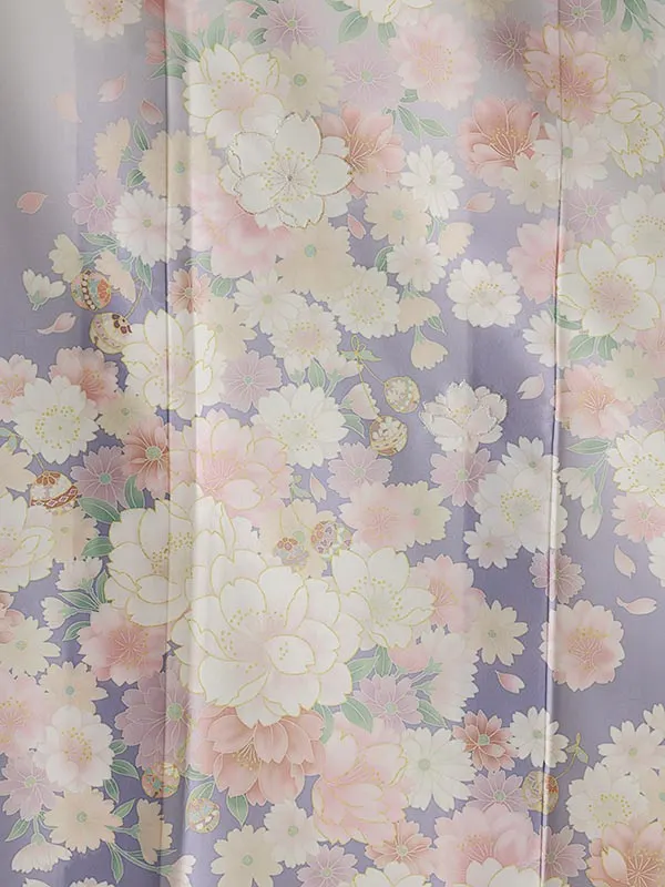 訪問着0074  グレー  薄紫  桜