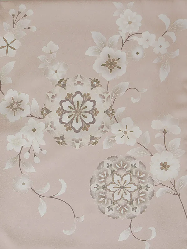 訪問着0080  ピンクベージュ  洋花  トールサイズ  幅広