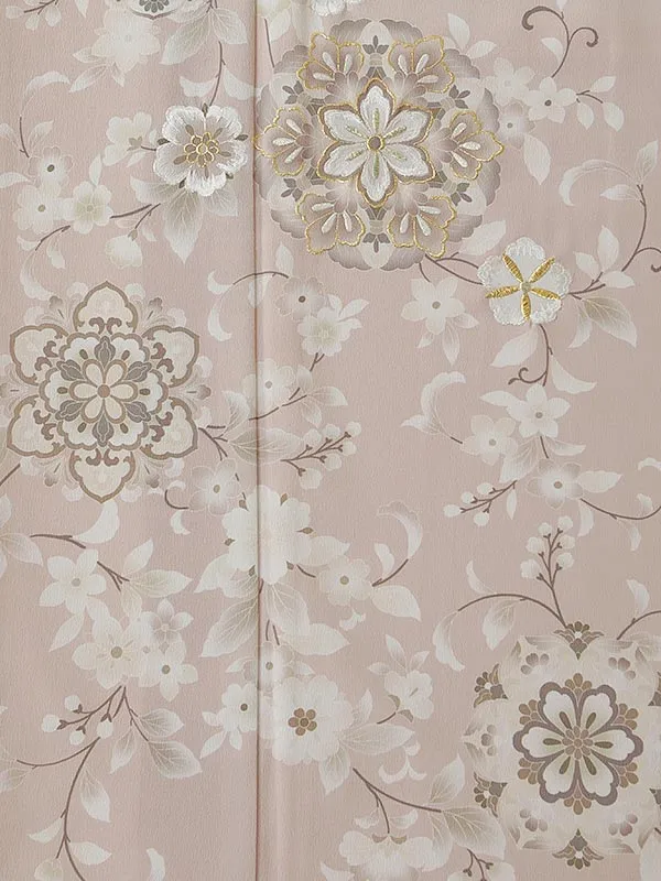 訪問着0080  ピンクベージュ  洋花  トールサイズ  幅広