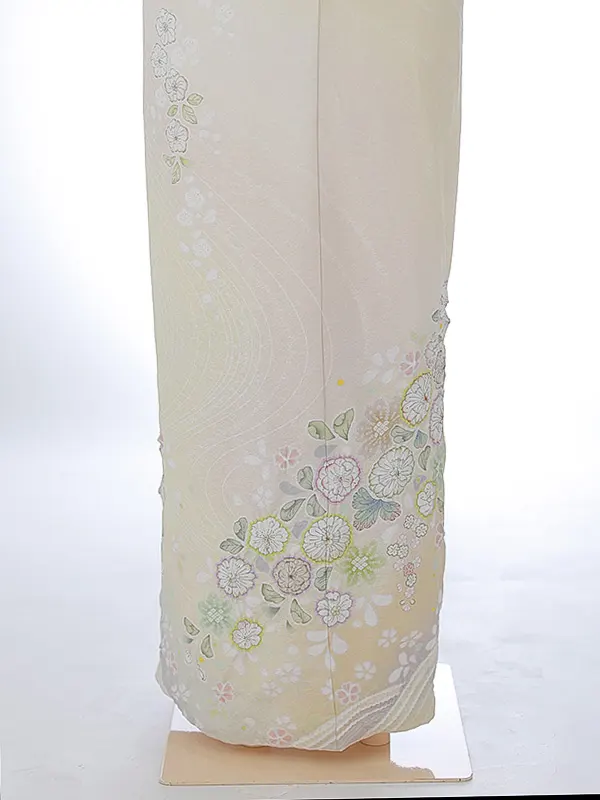 訪問着0090【正絹】淡黄 桜 トールサイズ 広幅 桂由美