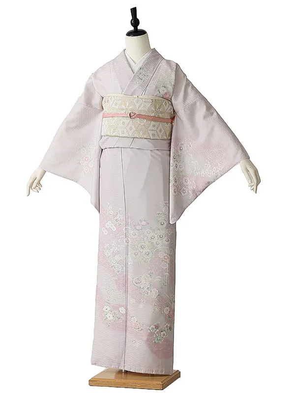 訪問着0100 ピンクベージュ 花模様 式部浪漫