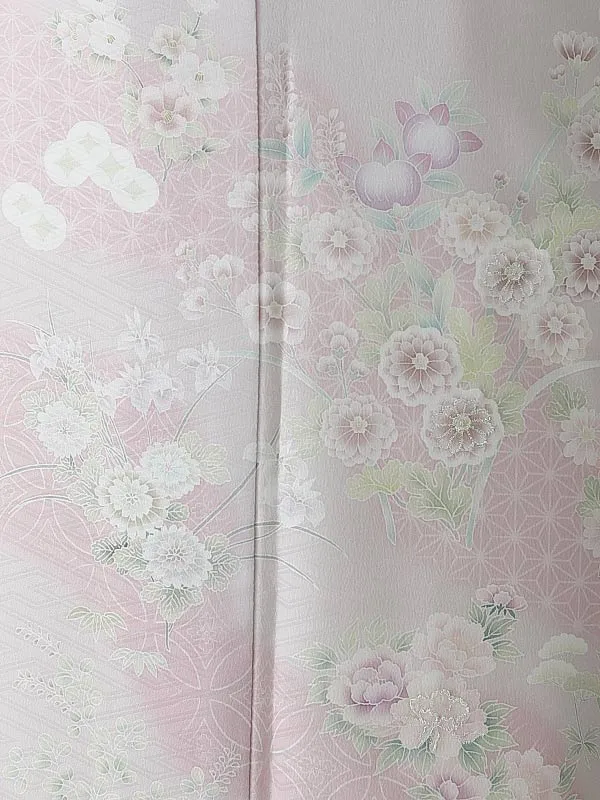 訪問着0100 ピンクベージュ 花模様 式部浪漫