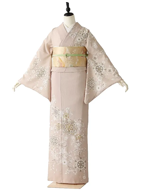 訪問着0103 ベージュ 洋花 トールサイズ 広幅