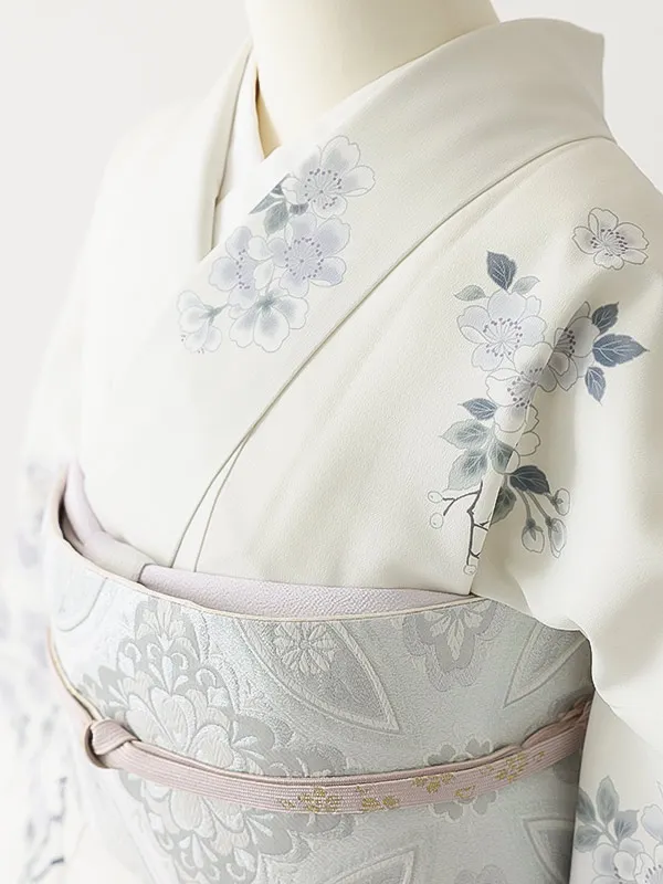 訪問着0104 白 黒 桜 流水