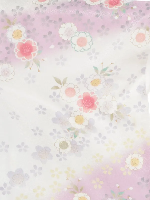 女性袴レンタル0740 白紫桜×紫ｸﾞﾗﾃﾞ