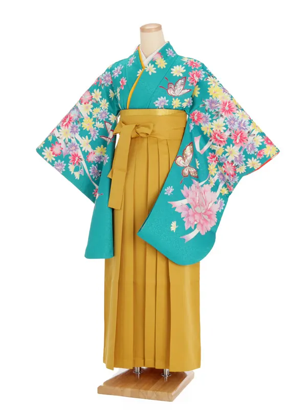 女性袴レンタル0741 エメラルド×からし