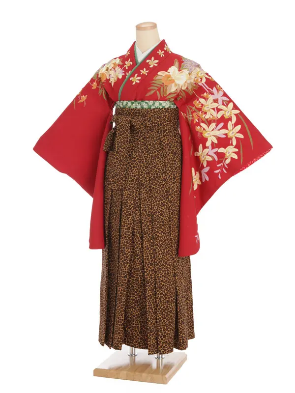 女性袴レンタル0745 赤蘭×豹柄