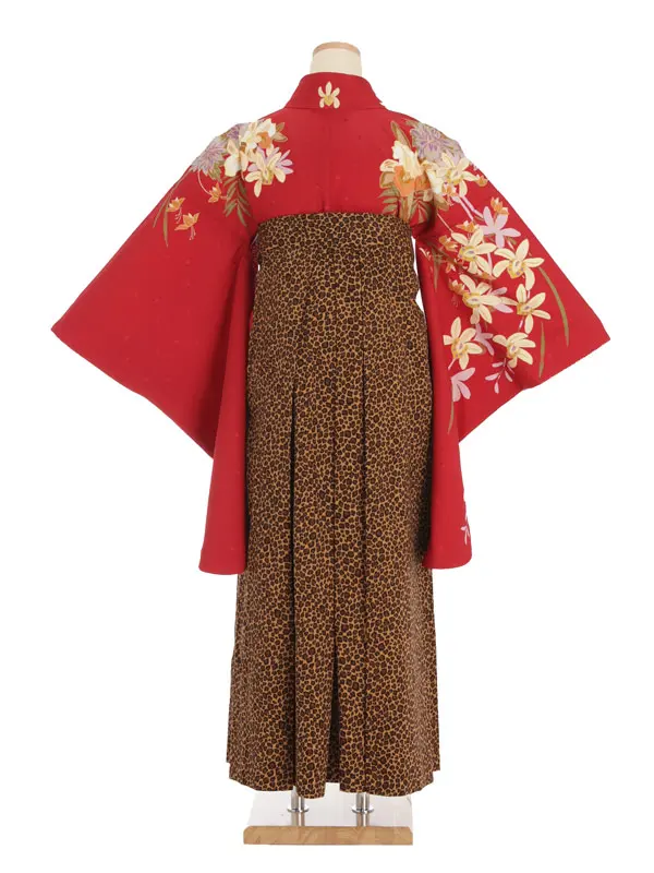 女性袴レンタル0745 赤蘭×豹柄