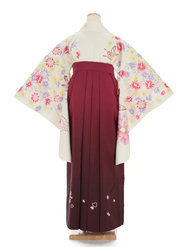 女性袴レンタル0749 ｸﾘｰﾑ秋桜×ﾜｲﾝ
