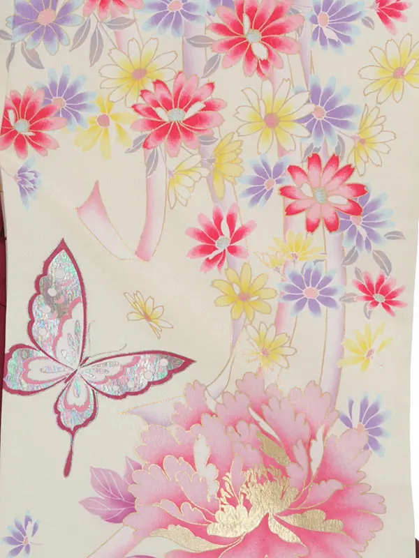 女性袴レンタル0749 ｸﾘｰﾑ秋桜×ﾜｲﾝ