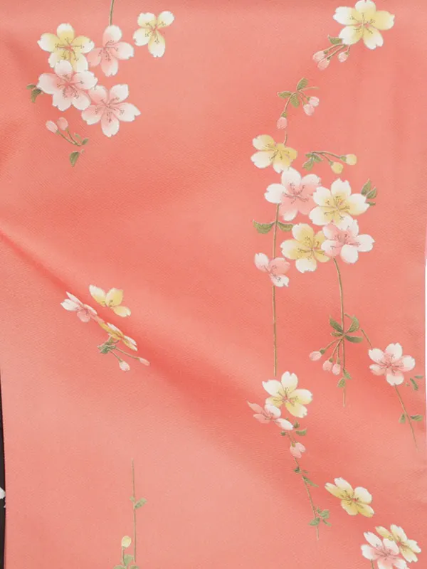 女性袴レンタル0750 ｻｰﾓﾝピンク×黒白花