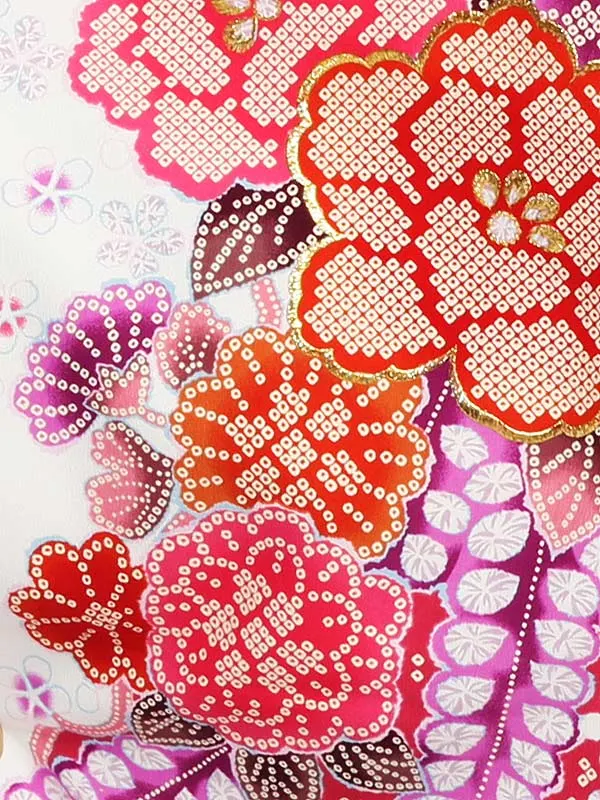 女性袴レンタル0760 白かなこ下がり藤×紫ｸﾞﾗﾃﾞ