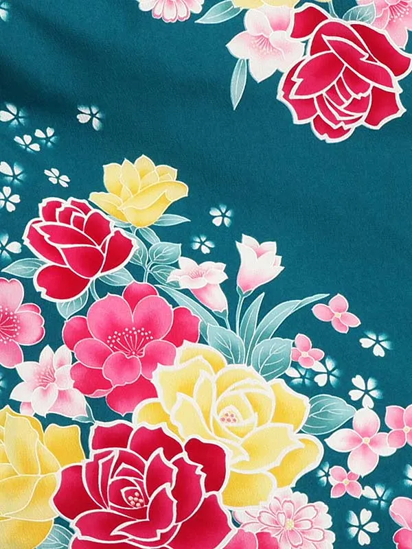 女性袴レンタル0765 ｴﾒﾗﾙﾄﾞｸﾞﾘｰﾝﾊﾞﾗ×からし