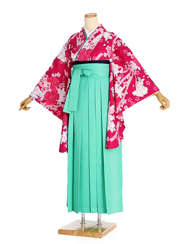 女性袴レンタル0767 ﾋﾟﾝｸのしめ花×ひすい