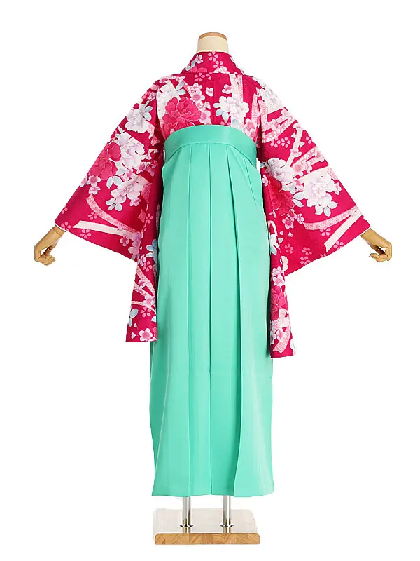 女性袴レンタル0767 ﾋﾟﾝｸのしめ花×ひすい