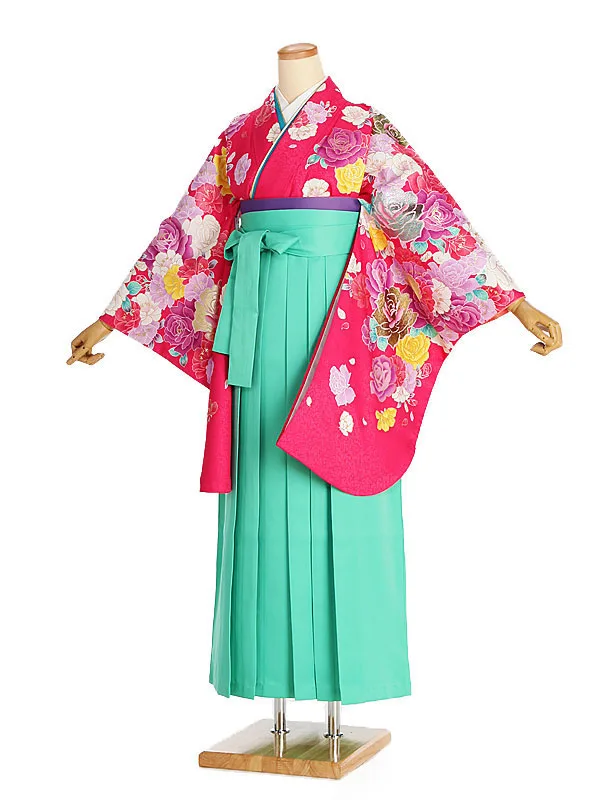女性袴レンタル0768 ｼｮｯｷﾝｸﾞﾋﾟﾝｸﾊﾞﾗ×ひすい