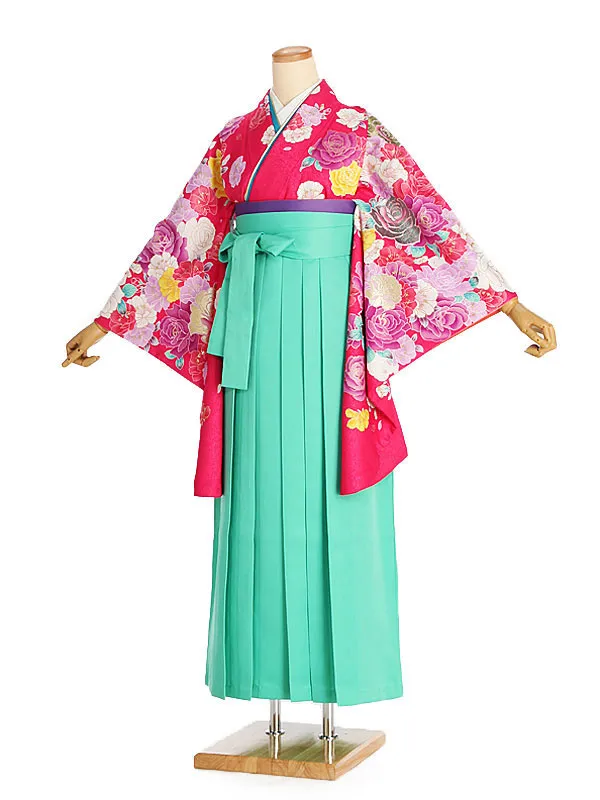 女性袴レンタル0768 ｼｮｯｷﾝｸﾞﾋﾟﾝｸﾊﾞﾗ×ひすい