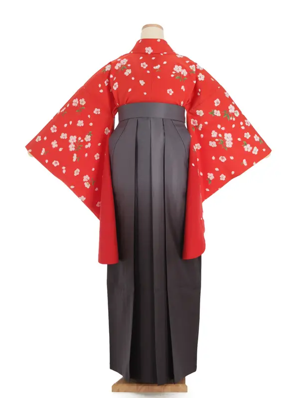 女性袴レンタル0769 朱赤×ｸﾞﾚｰぼかし
