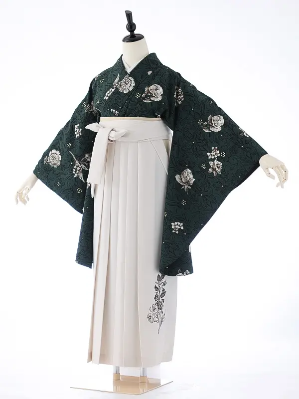 女性袴0777 深緑 花模様 JILLSTUART