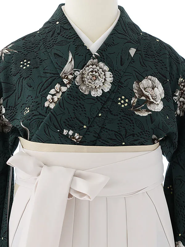 女性袴0777 深緑 花模様 JILLSTUART