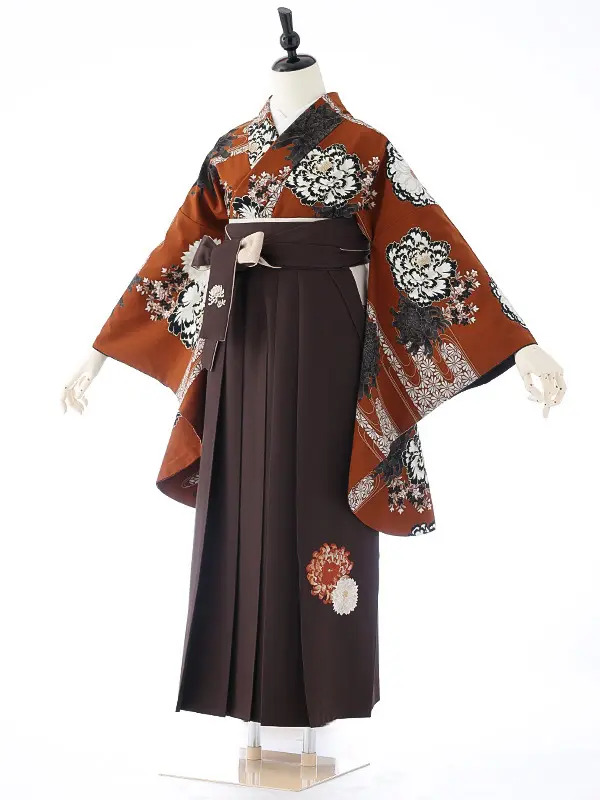 女性袴0778 金茶 黒菊 紅一点