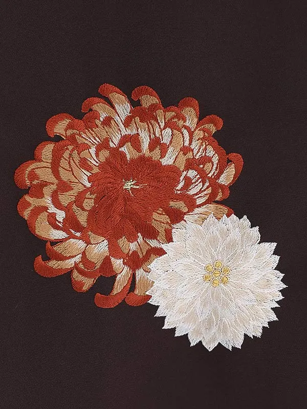 女性袴0778 金茶 黒菊 紅一点