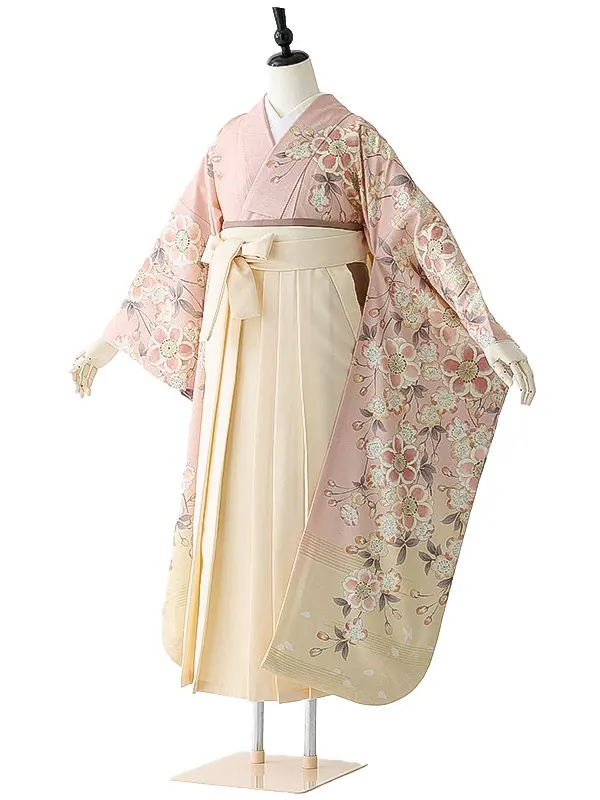 女性袴0792 【振袖袴セット】薄ピンク 桜 UNSODO