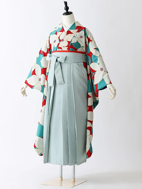 女性袴0797 【振袖袴セット】赤 青緑 桔梗
